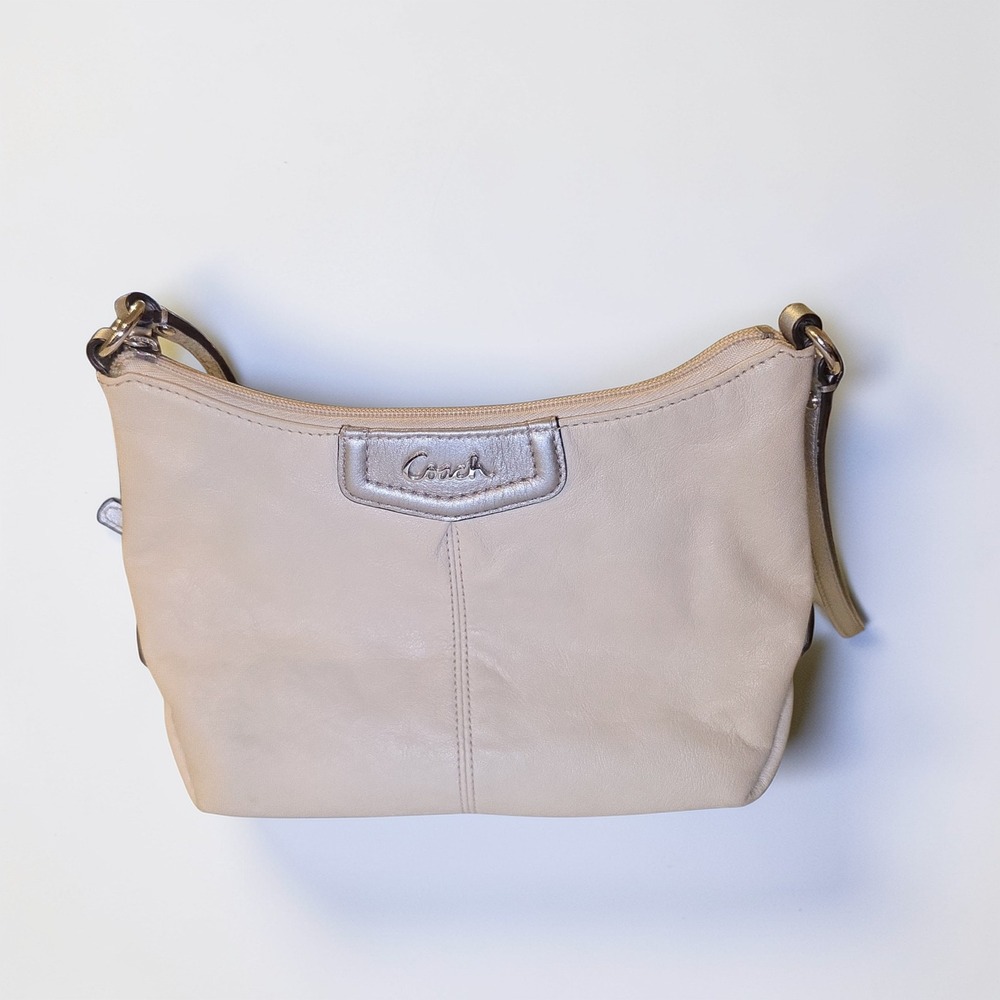 Coach Pebbled Leather Crossbody Bag in Light Gray - Picture 7 of 10